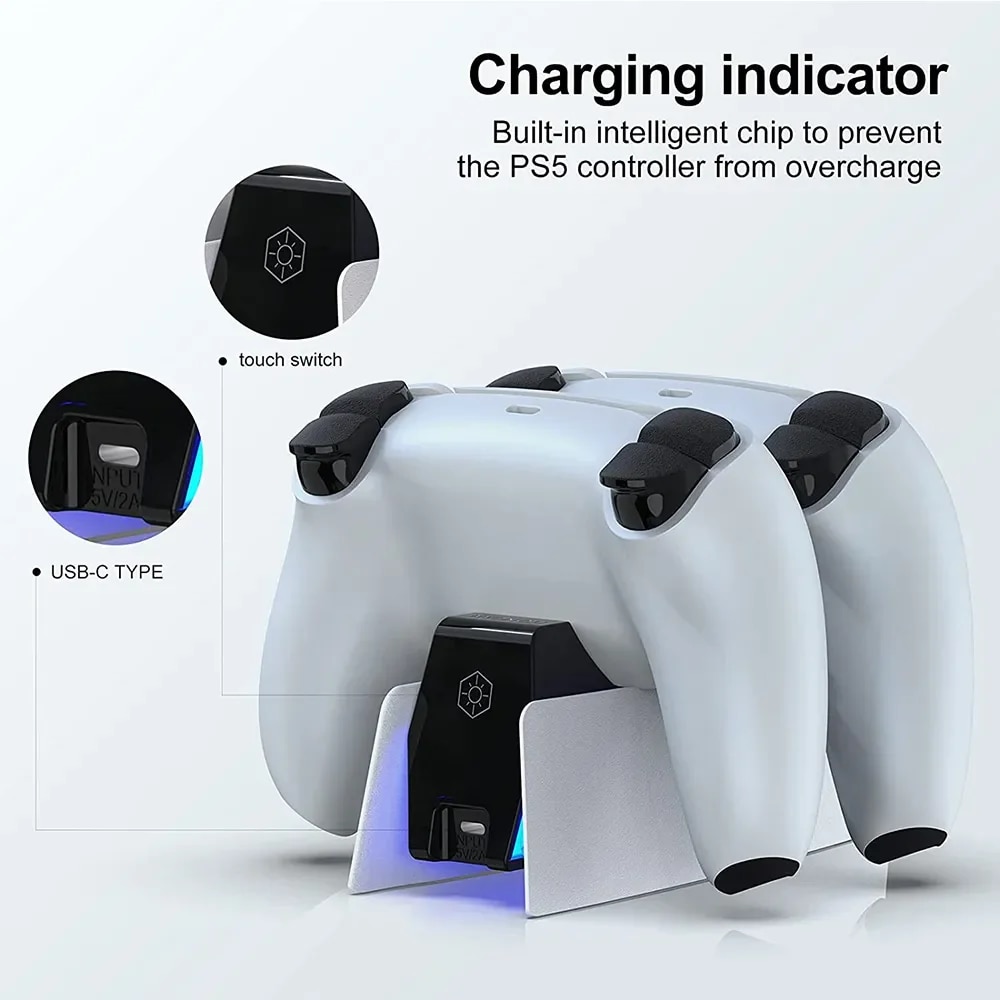 for PS5 Type-C DualSense Charging Station Dual Charging Dock Charger Stand for PlayStation 5 DualSense Wireless Game Controller. 