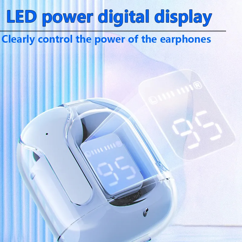 BT30 Mini transparent Wireless Bluetooth headset Digital display ENC noise reduction. 