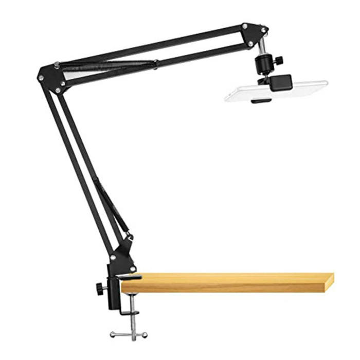Overhead Video Stand Tripod Phone Holder Articulating Arm Phone Mount ChromLives Table Top Scissor Arm Stand Tablet Arm Holder for Phone,Live Streaming,Baking,Crafting,Videos and More Tripod