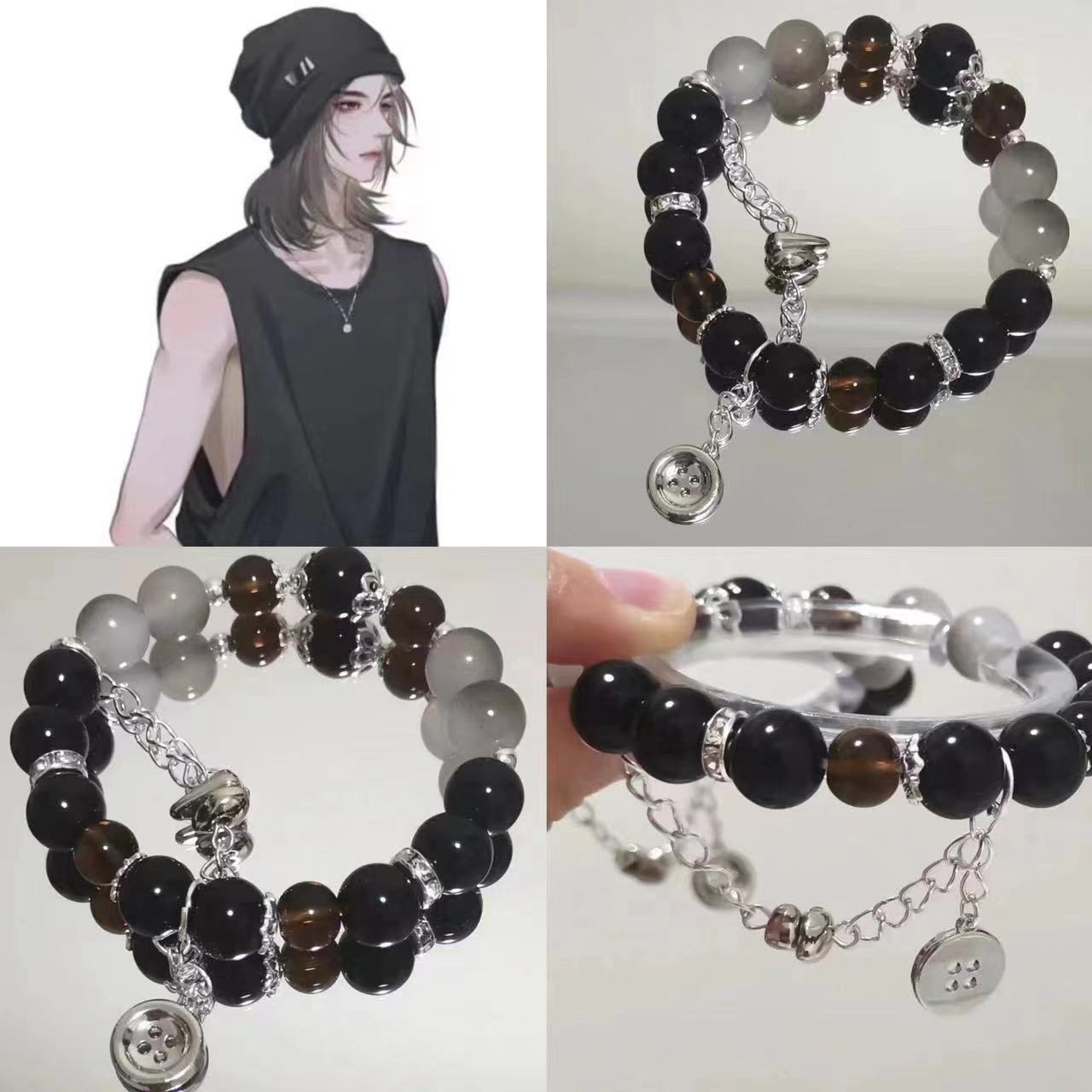 [ Wait for Me after School ] Chen Jingshen Yu Fan Sauce Zibei Novel Bracelet High-Grade Cold Style Button Beaded Bracelet