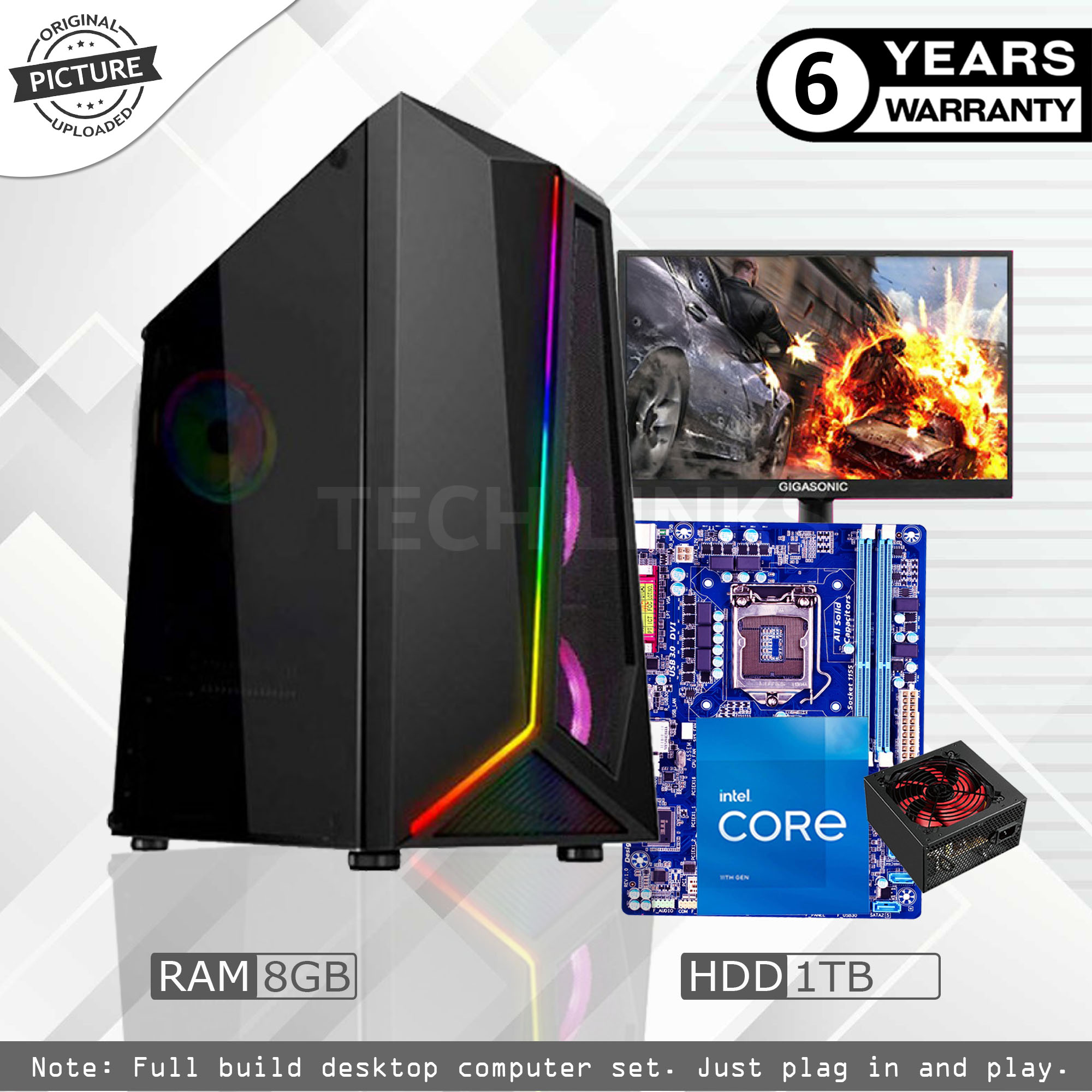 Intel Dual Core RAM 8GB HDD 1000GB Intel HD Graphics    'Monitor 17 inch' for Gaming PC  Full Desktop Computer