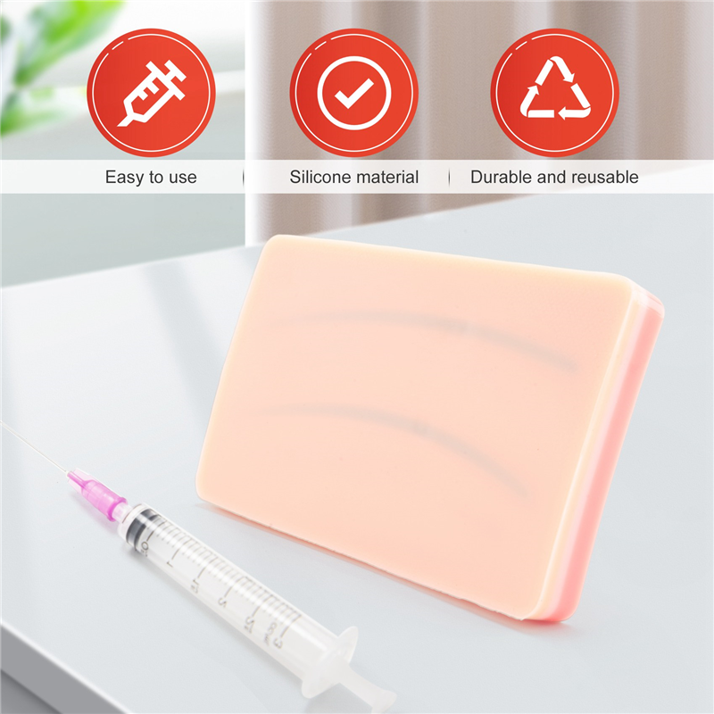 ZOROOM Iv Injection Training Pad Model, Silicone Human Skin Suture Training Model, Injection Practice Pad, 4 Veins Imbedded. 