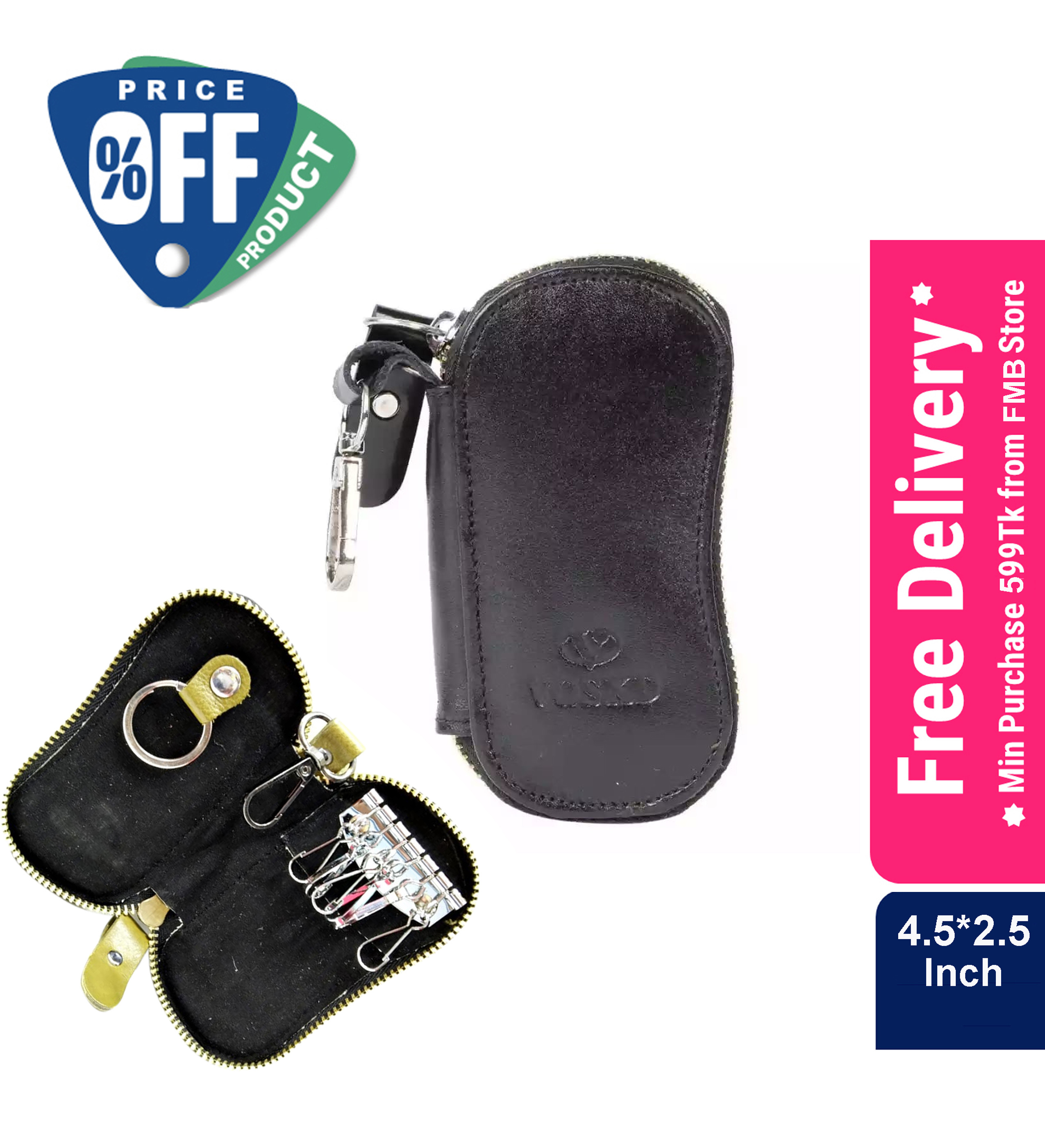 Keep Your Keys in Style with a Leather Key Ring Folder Wallet - Money Bag Type Key Holder/Box - Black -  A Unique Choice For Key Organization. 