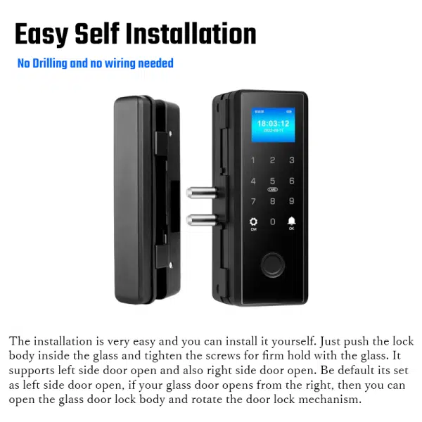Glass Door Fingerprint Lock With Tuya WiFi Fingerprint Password IC Card Remote Zymak GL75 Smart Door Lock For Glass Door. 