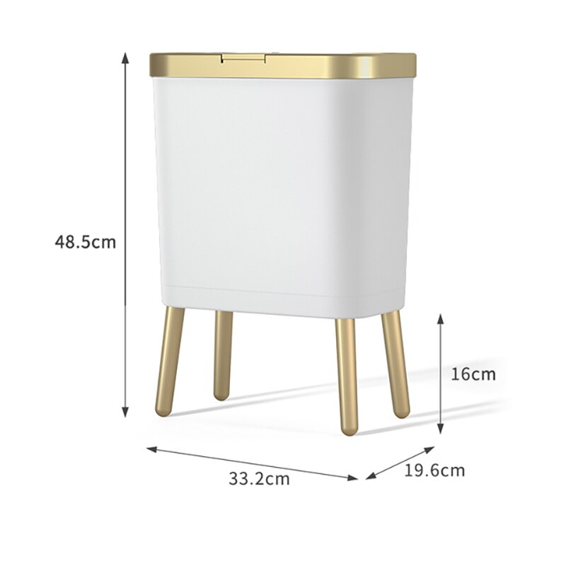 Luxury Large Capacity Trash Can Gold Luxury Trash Can High push Plastic Kitchen Trash Can with Lid Bathroom Trash Can. 