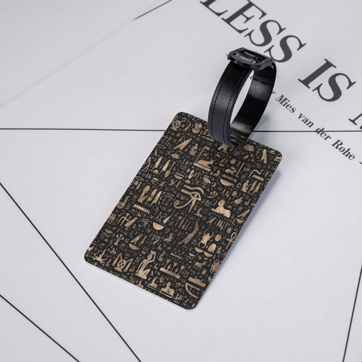 Custom Ancient Egyptian Hieroglyphs Luggage Tag With Name Card Egypt Symbol Privacy Cover ID Label for Travel Bag Suitcase. 