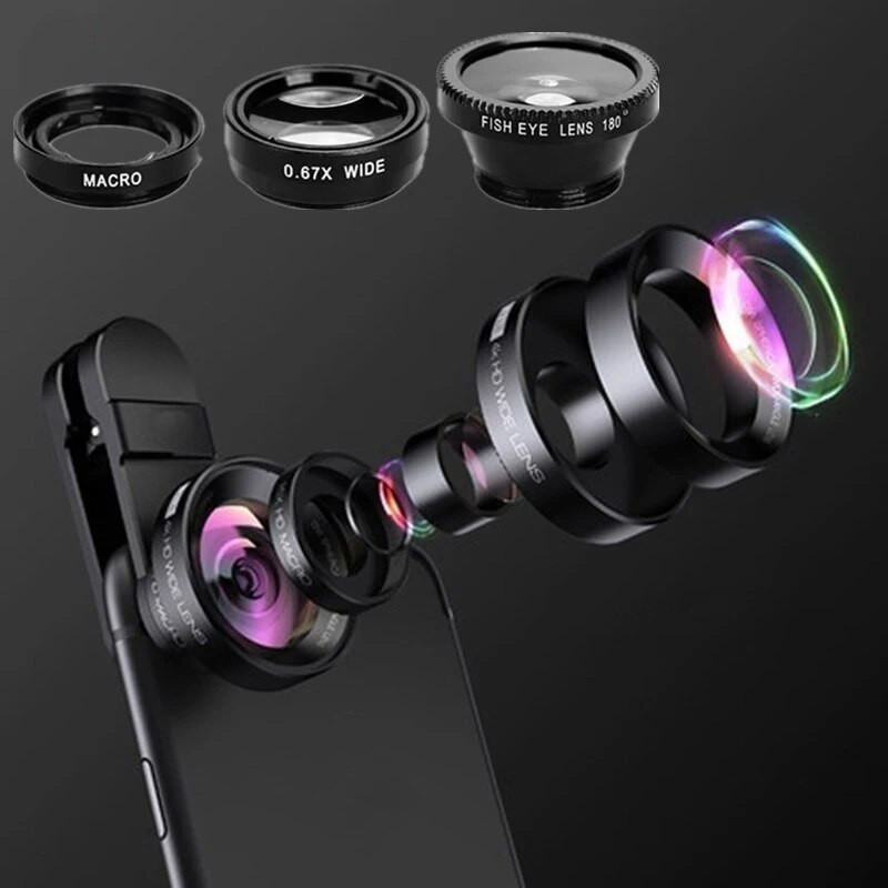 3 In 1 Fisheye Lens Wide Angle Macro Fish Eye For iPhone 11 Pro MAX Universal Ojo De Pez Movil For Samsung Note 10 Olho De Peixe. 