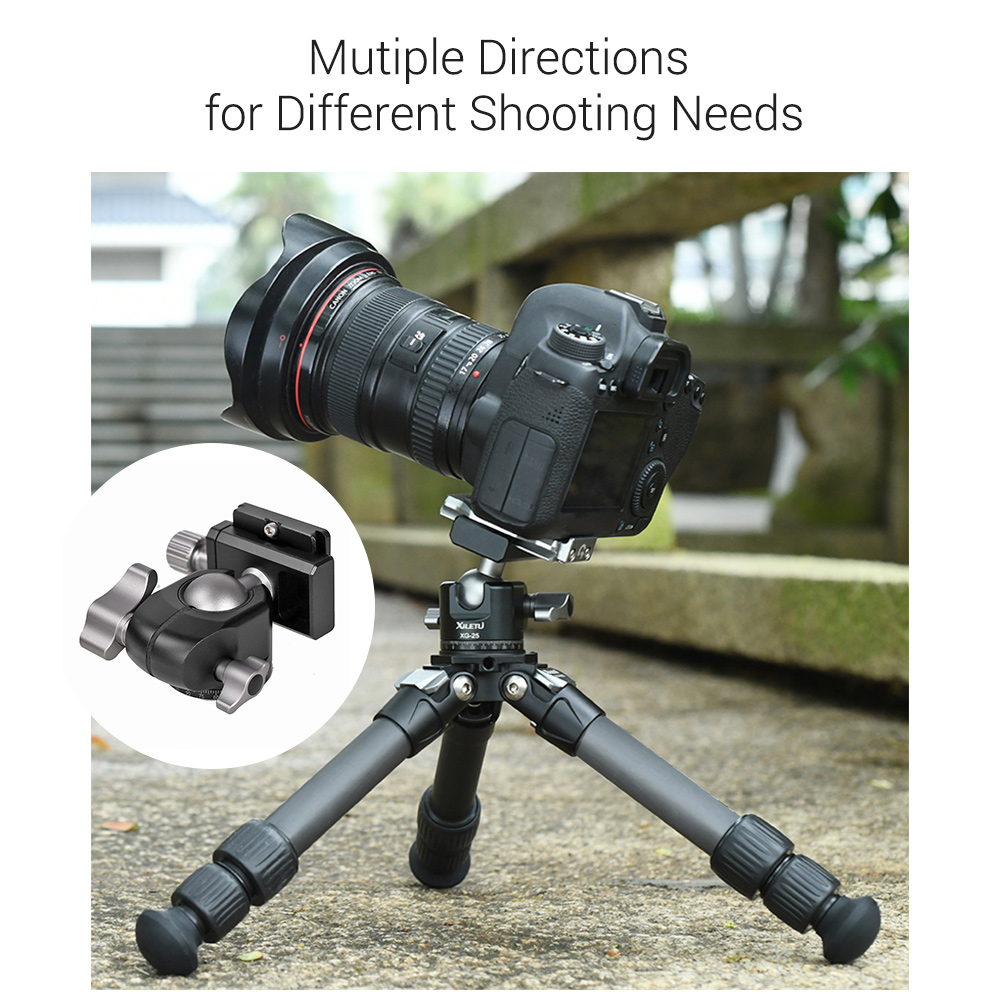 XILETU XG25 Panoramic Tripod Head Adjusting Platform Low Gravity Center Aluminum Alloy Material Max. Load 6kg/13.2lb with QR Plate 1/4 Inch Screw Interface for Cameras Tripods Monopods. 