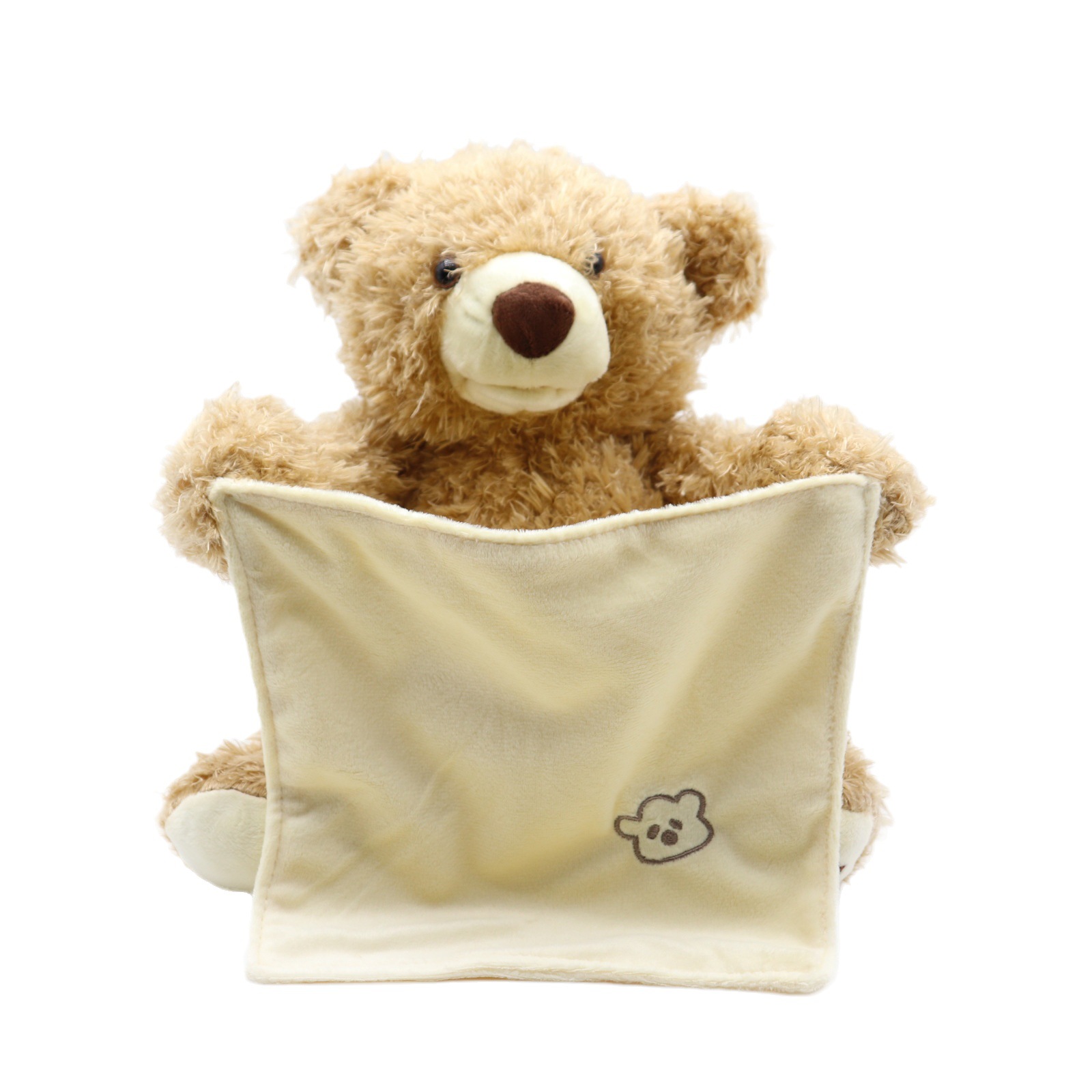 Cross-border Amazon peek-a-boo cat bear talking hide and seek electric plush toy four-color English version. 
