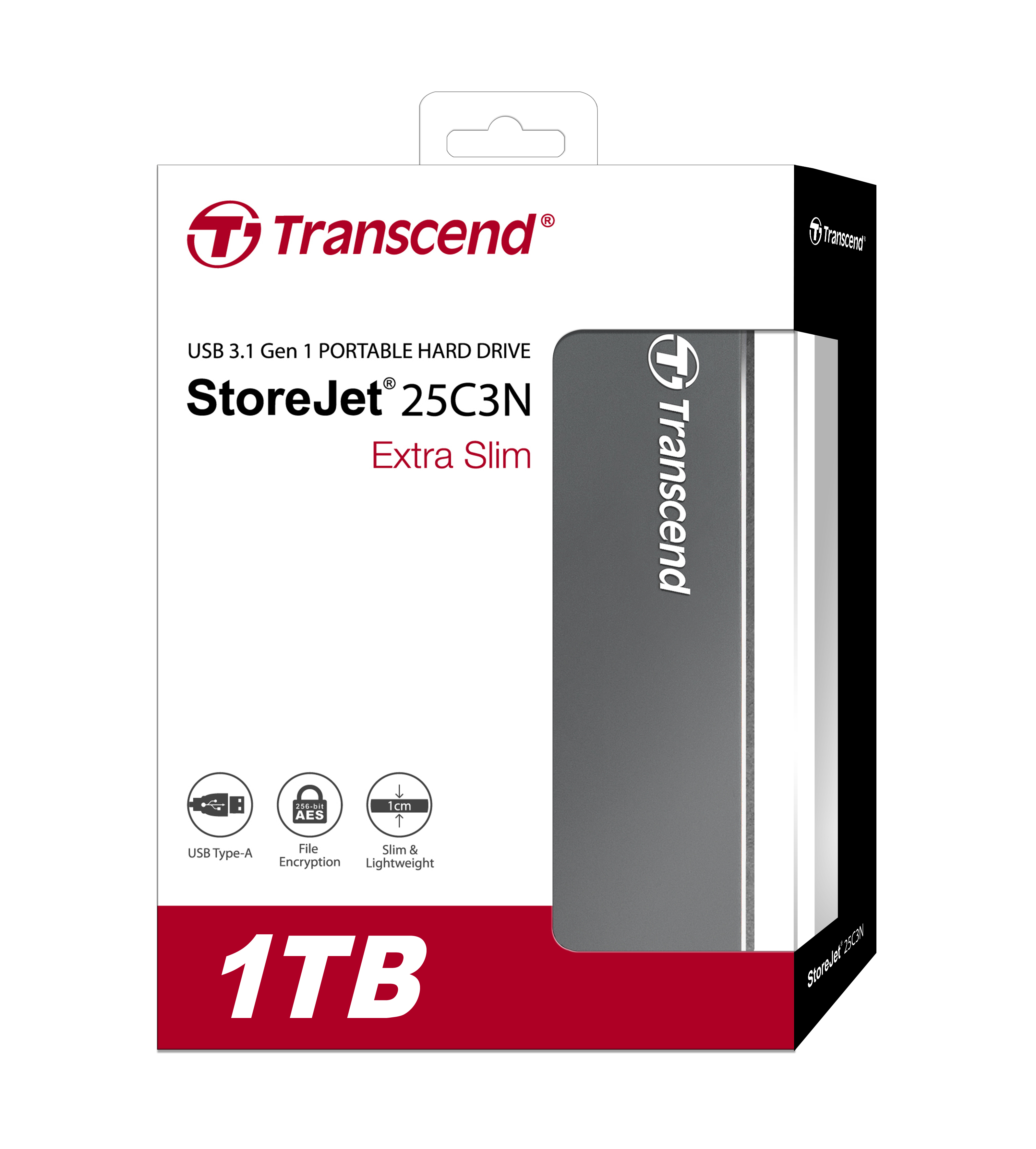 Transcend 1TB StoreJet 25C3N Portable Hard Drives- Iron Gray. 