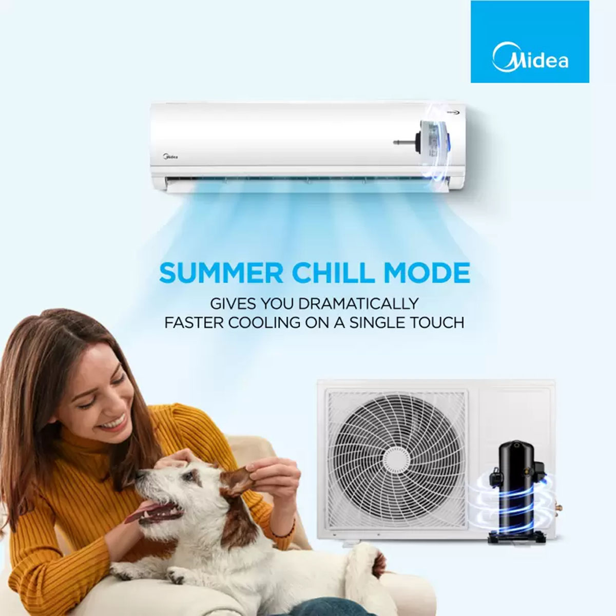 MIDEA 1 ton Split type AC NON INVERTER ( 5 years compressor warranty ) save energy. 