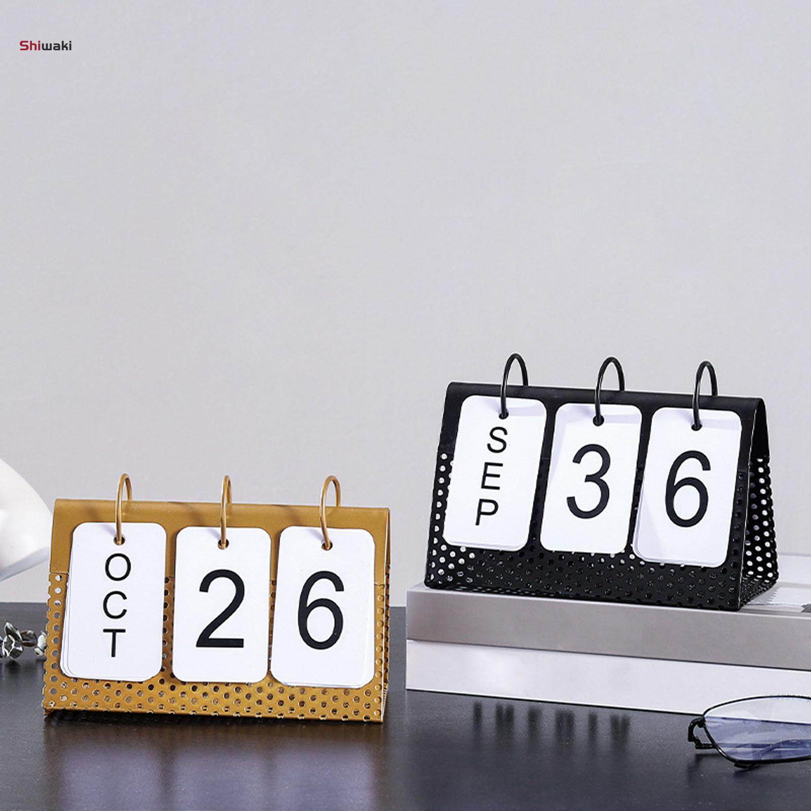 Creative Desktop Calendar Standing Iron Frame Tabletop Office Home Page Turning Decorative Simple. 