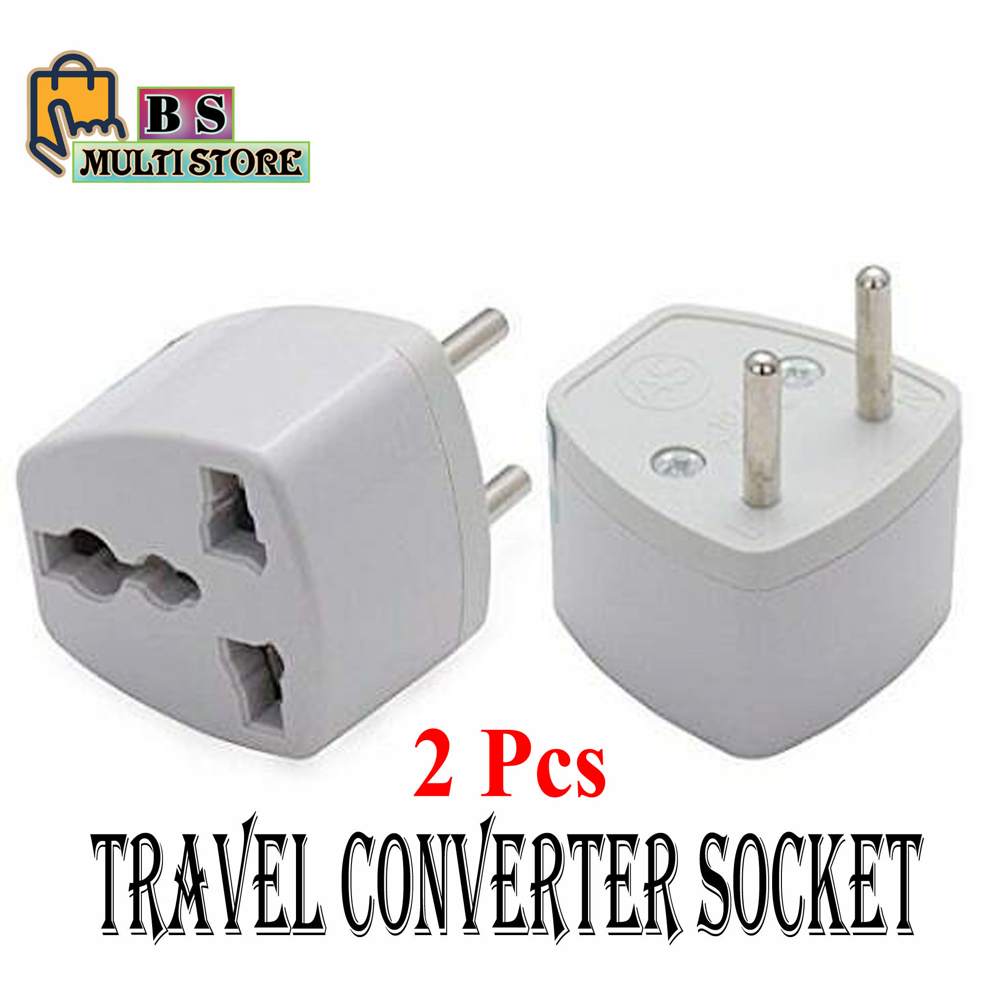 Travel Converter Socket  2 pin to 3 pin Universal  Adapter Converter Durable Hard Plastic 2 Pcs. 
