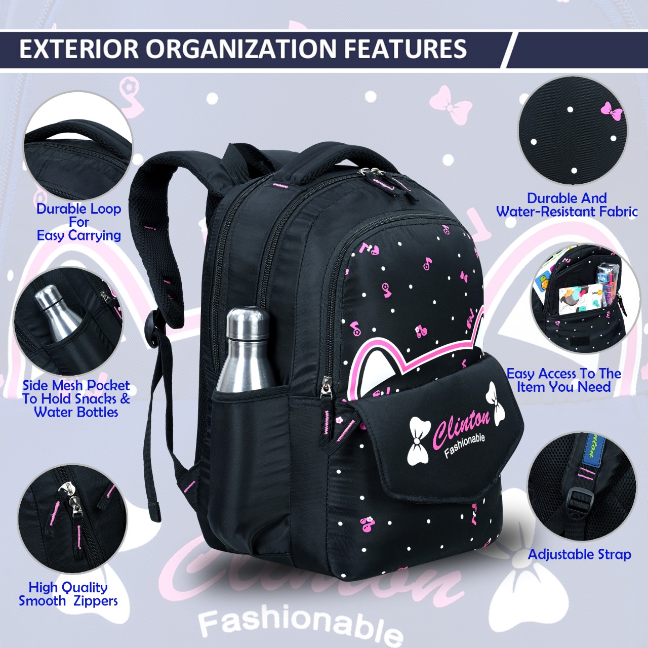 Espiral CLINTON Fashionable Cute Stitch Backpack for Teenager School Bag Baby Cartoon Backpack Boys Girls Stitch Laptop Travel Bags (Hight 17"). 