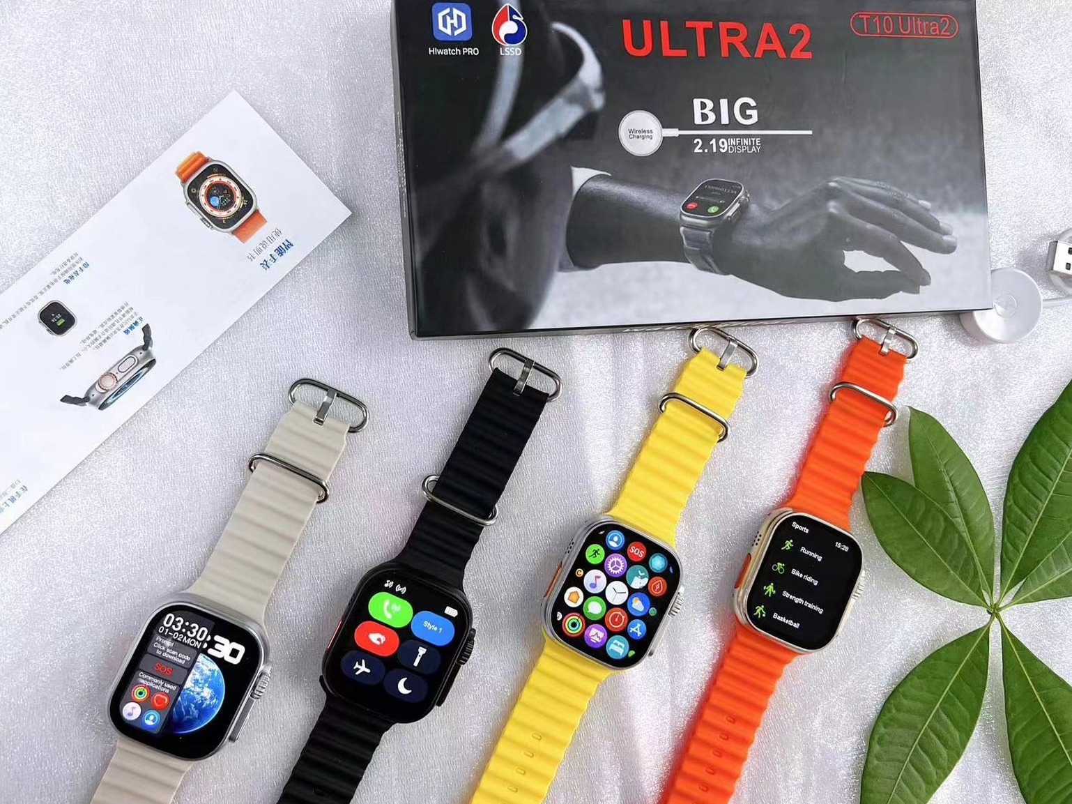 T10 Ultra 2 Smart Watch 2.19 inch Large Infinite Display Magnetic Wireless Charging Bluetooth Calling Feature IP67 Waterproof Heart Rate Sleep Monitoring, T10 Ultra Smartwatch For Men and Women. 