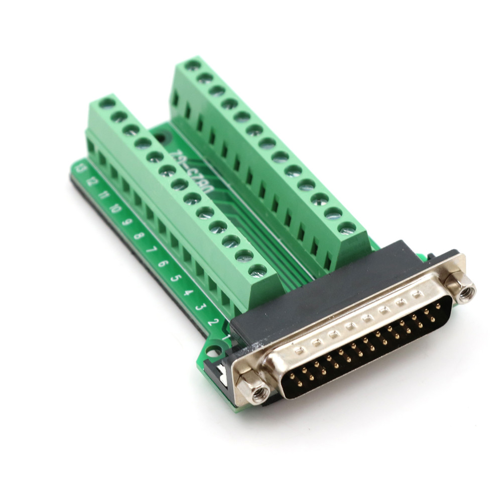 D-SUB DB25 Male 25Pin Plug Breakout Board Terminals Adapter Solderless Connector Encounter. 