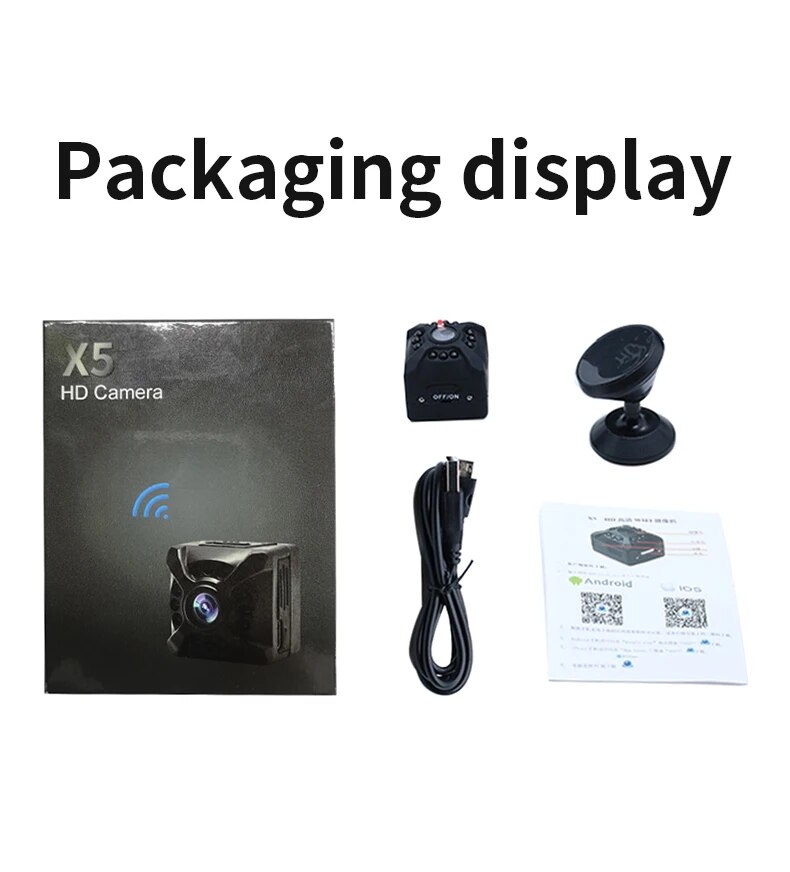 X5 Mini Wifi Camera 1080P Night Vision Camcorder Motion Detection Wireless Supports SD Card Home Micro Security Surveillance. 