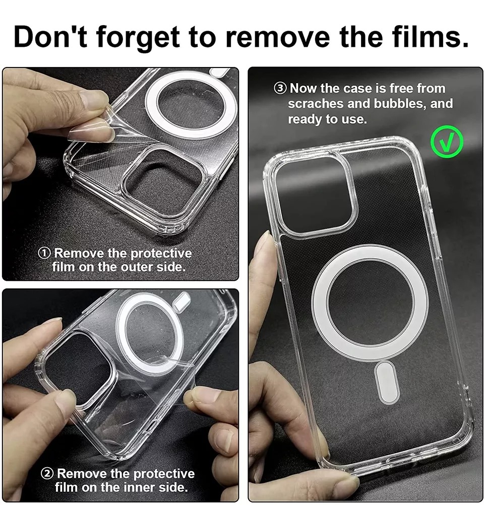 For iPhone 13 Pro Max Magsafe Magnetic Wireless Charging Case Clear Shockproof Soft Silicone Protect Back Cover. 