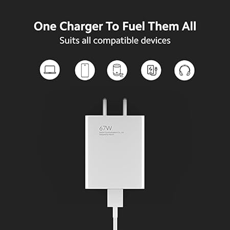 Mi 67W Sonic Charge 2.0 Fast Adapter Charger Compatible for Xiaomi Redmi Note 9/9 Power / 9 Prime/Note 10 / Poco M2 Pro/Note 7 pro/Note 9 Pro/Note 8 / Note 7 / Mi A1 / Mi A2 /Mi A3 (67Watt). 
