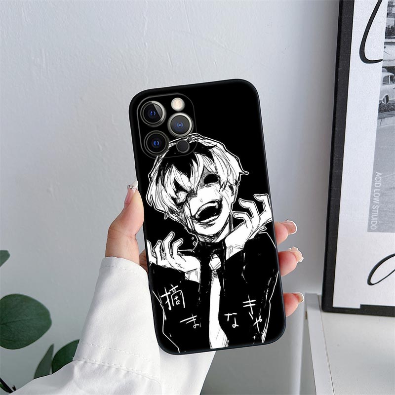 Tokyo Anime Ghoul Black Art Phone Case for iPhone 11 15 Pro Max Case Coque 14 Plus 13 Pro 12 11 XS XR 7 8 SE 2020 TPU Soft Cover. 