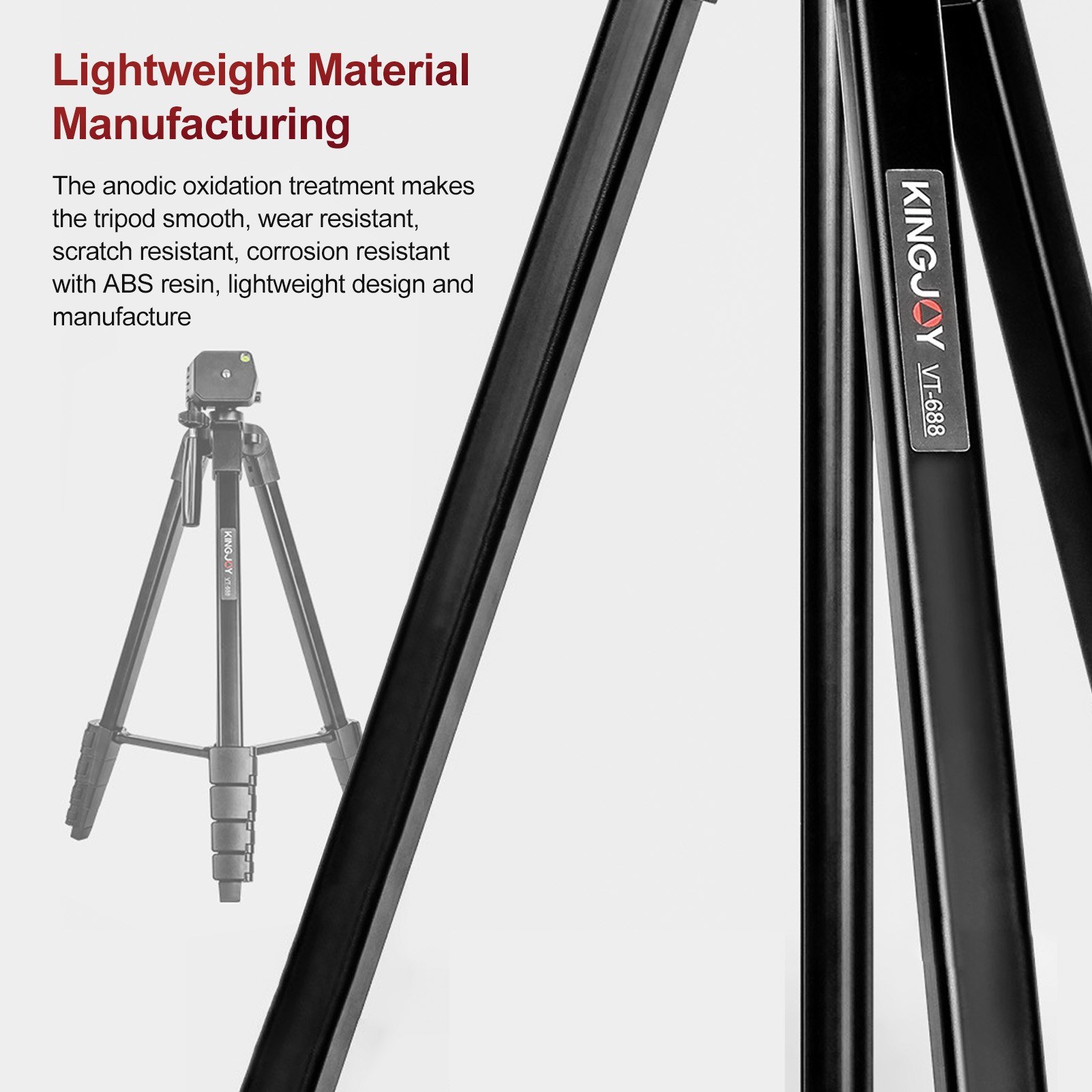 KINGJOY VT-688 675-inch Tripod Stand Desktop Tripod Stand - black. 