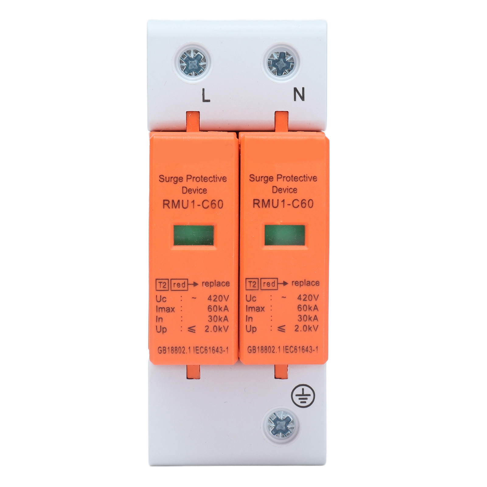 2Pcs SPD Surge Protective Devices Arrester Protector Home Circuit Breaker 2P. 