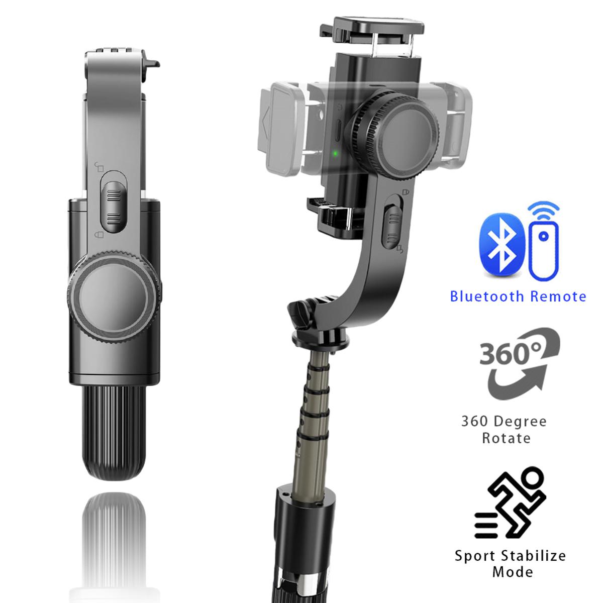 Gimbal Stabilizer Selfie Stick Tripod, L08 Anti-Shake Smart Selfie Stick Bluetooth Remote Control 360° Rotate Aluminium Alloy Tripod for lPhone Android Phone Selfie Vlog Video Live Show. 