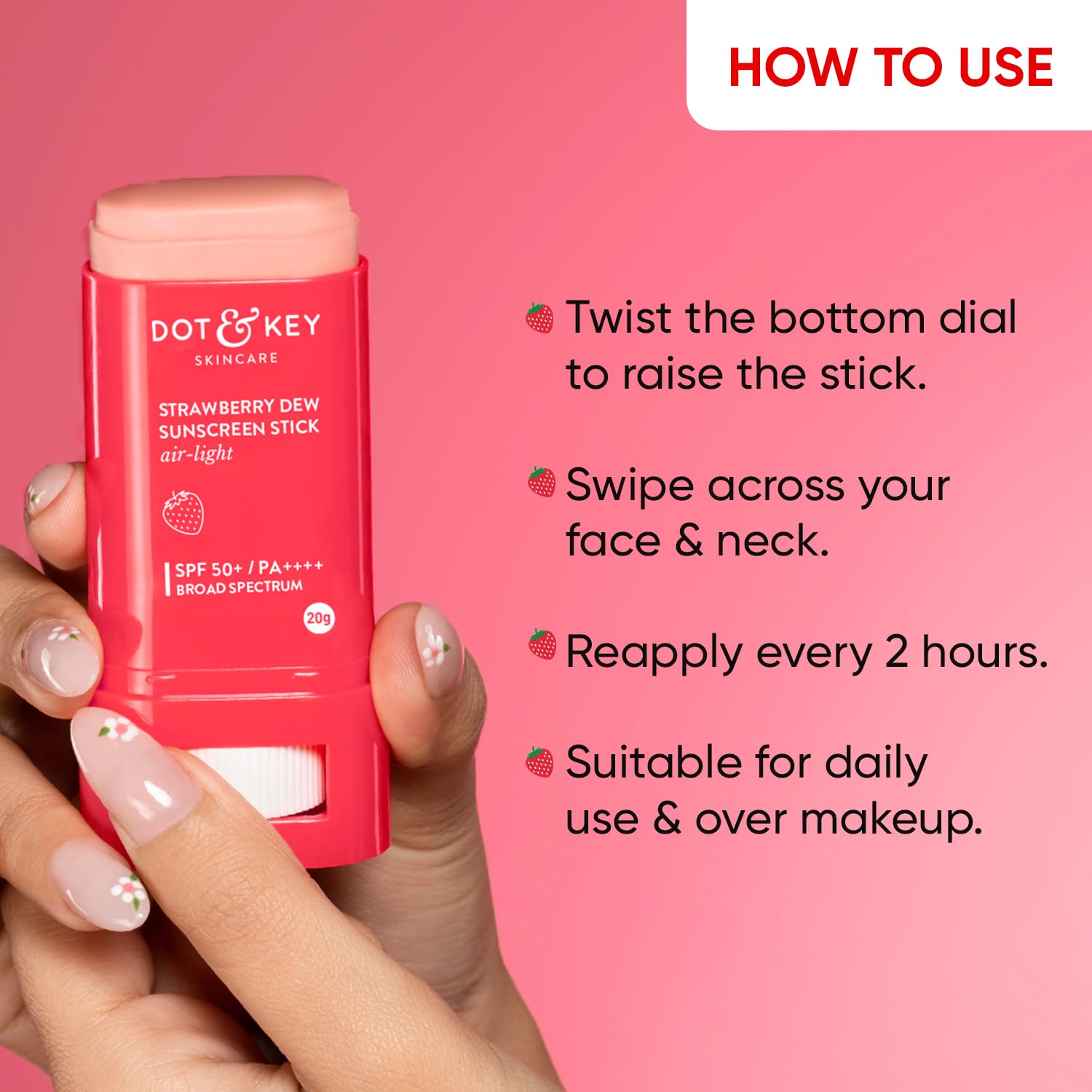 Dot & Key Strawberry Dew Sunscreen Stick Spf50 Pa+++ 20gm | India. 