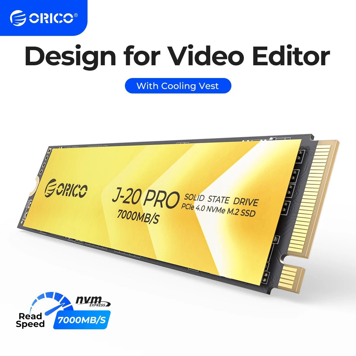 ORICO M.2 NVMe SSD PCIe 4.0 NVMe Gen4 x4 Internal Solid State Drive M.2 M Key 2280mm SSD w/ Cooling Vest Design for Video Editor