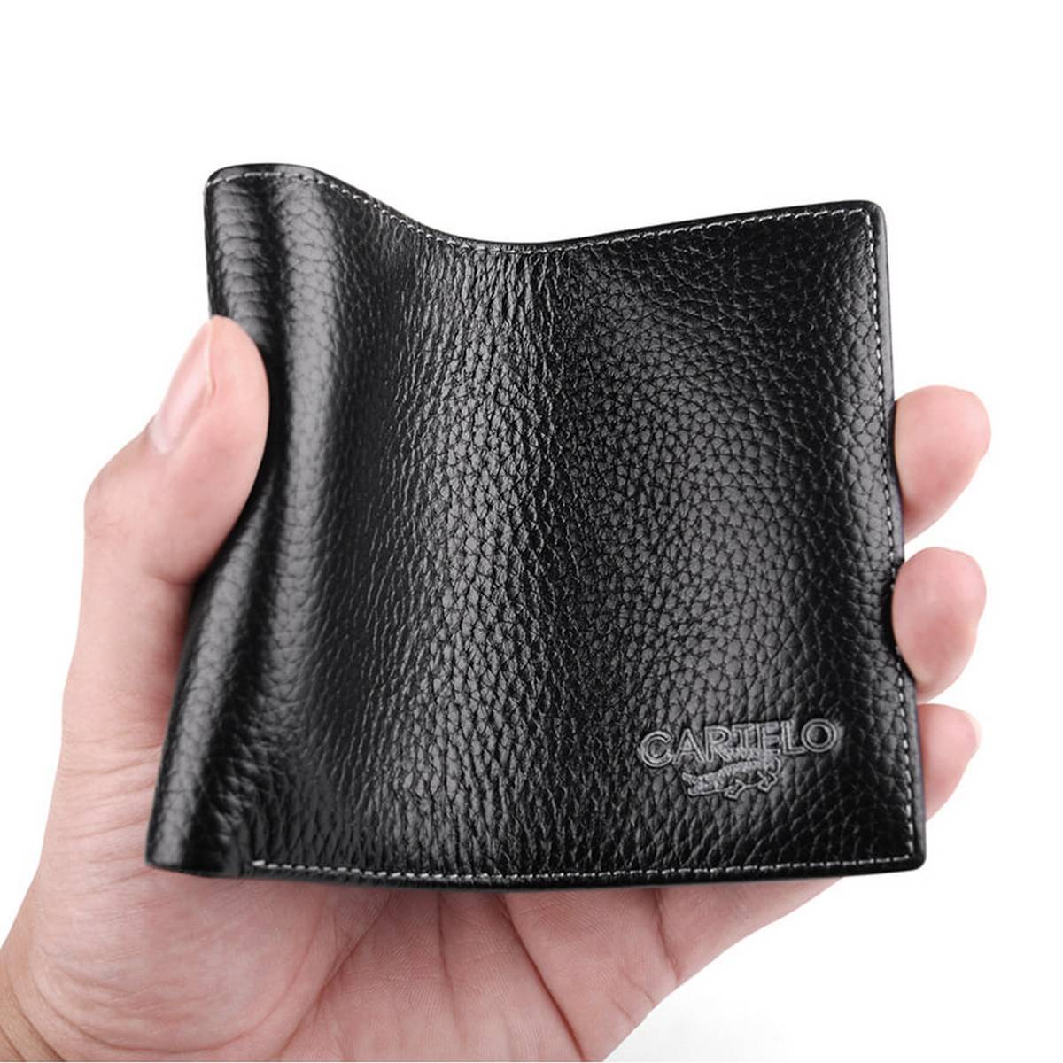 Pure leather wallet Money bag -Black