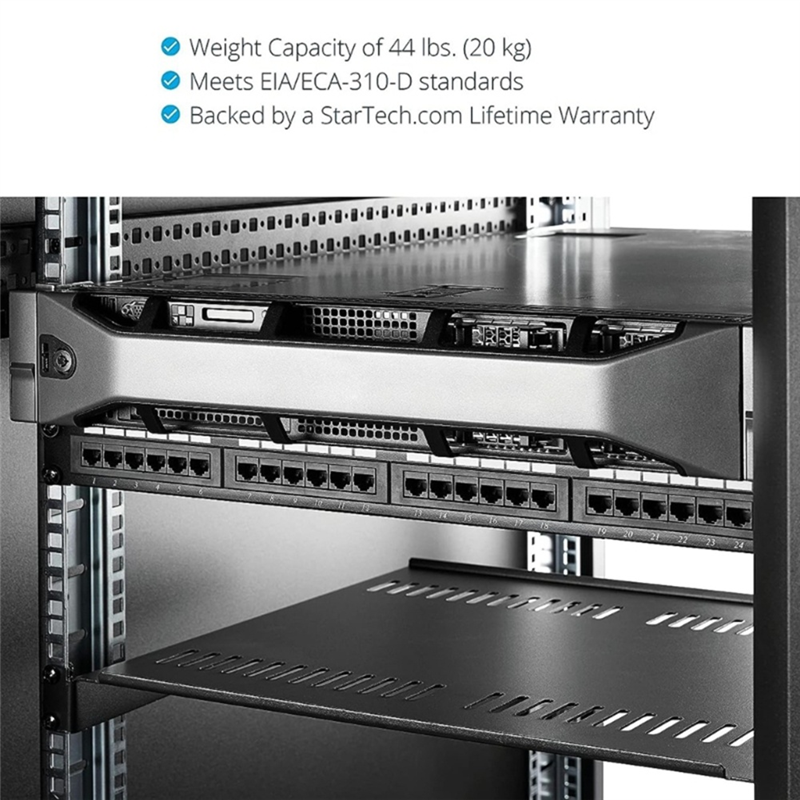 1U Server Rack Mount Shelf Vented Cantilever Tray for 19Inch Network Equipment Rack & Cabinet, Durable Fine Workmanship. 