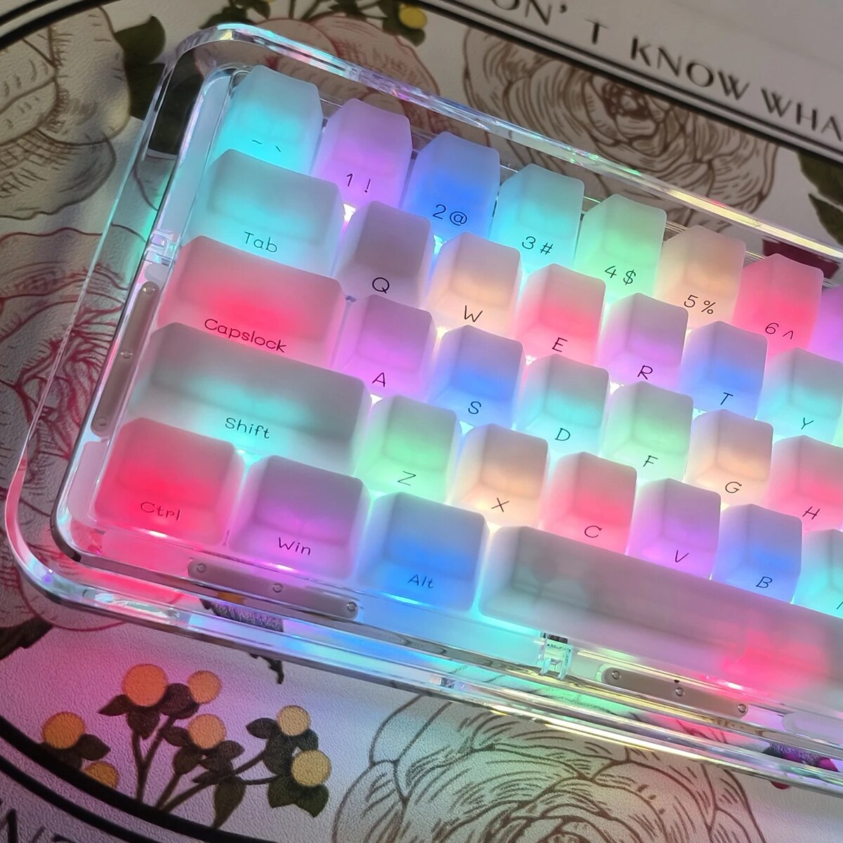 idobao ABS Keycap Set 130Keys White Marble Keycaps Ice Translucent Keycap Side Print Keycap for Mechanical Keyboard OEM Keycap. 