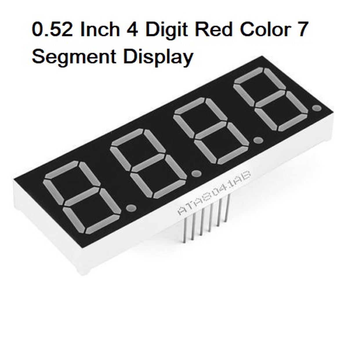 4 DIGIT Common ANODE CA 0.52″ Inch 4 Digit 7 Segment RED Color Digital LED 7 Segment Display 12 Pin Leads 13mm CA For Arduino Light Watch DIY