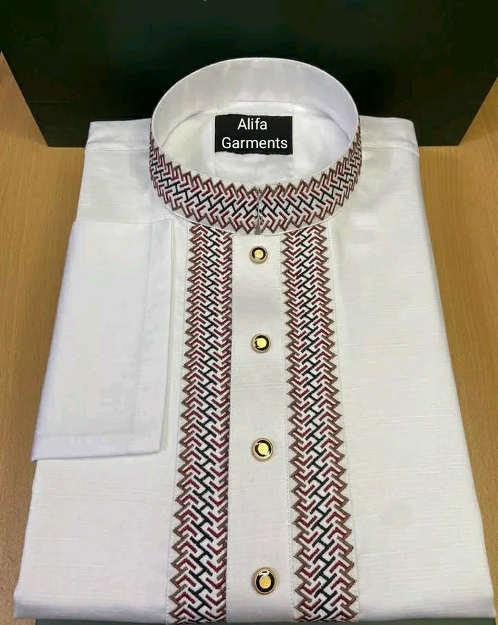Red Panjabi for Men Semi Long Premium Quality Embroidery work Panjabi- Panjabi For Men