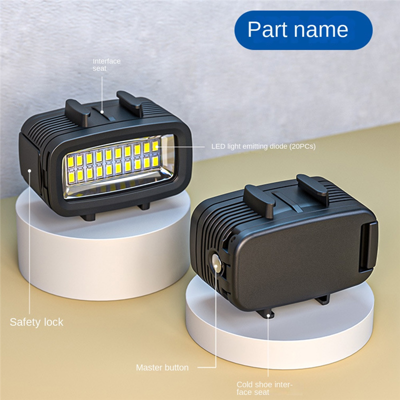 40M Waterproof Underwater Diving Fill Light LED Video Light for Gopro Hero 10 9 8 Action Camera. 
