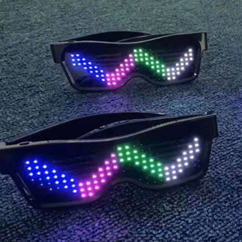 Magic Flash Led Halloween Party Bluetooth Control Application Editable Text DIY USB LED Glasses DJ Sun Glasses Concert Light Toy. 