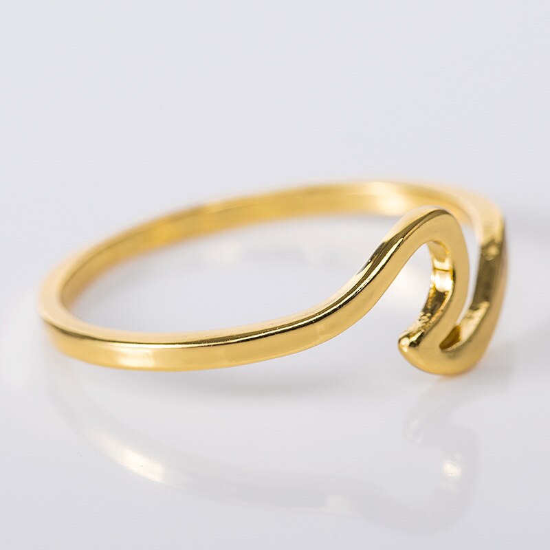 Simple Fashion Sea Wave Rings Ocean Surf Alloy Ring Rose Gold Plated Silver Color Finger Jewelry Rings for Women Surfer Gifts. 