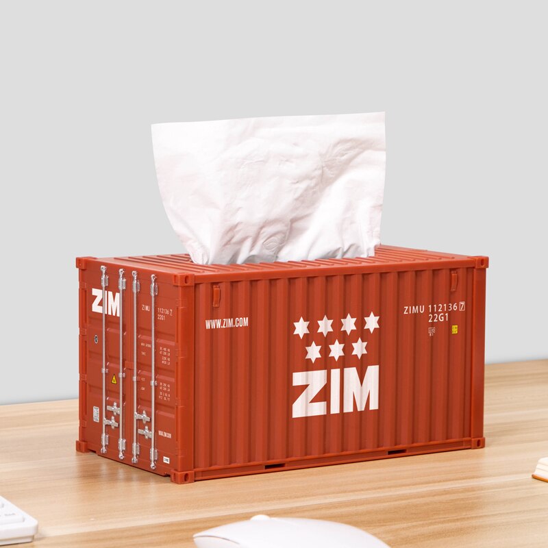 Docker Shipping Container Model Tissue Boxes Desktop Paper Holder Storage Napkin Case Organizer Ornament Special Container Box. 