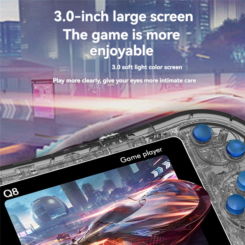 Q8 Handheld Game Console 3.0 Inch Screen 800-In-1 Classic Games 2 Player Support TV Connection for Kids Children C. 