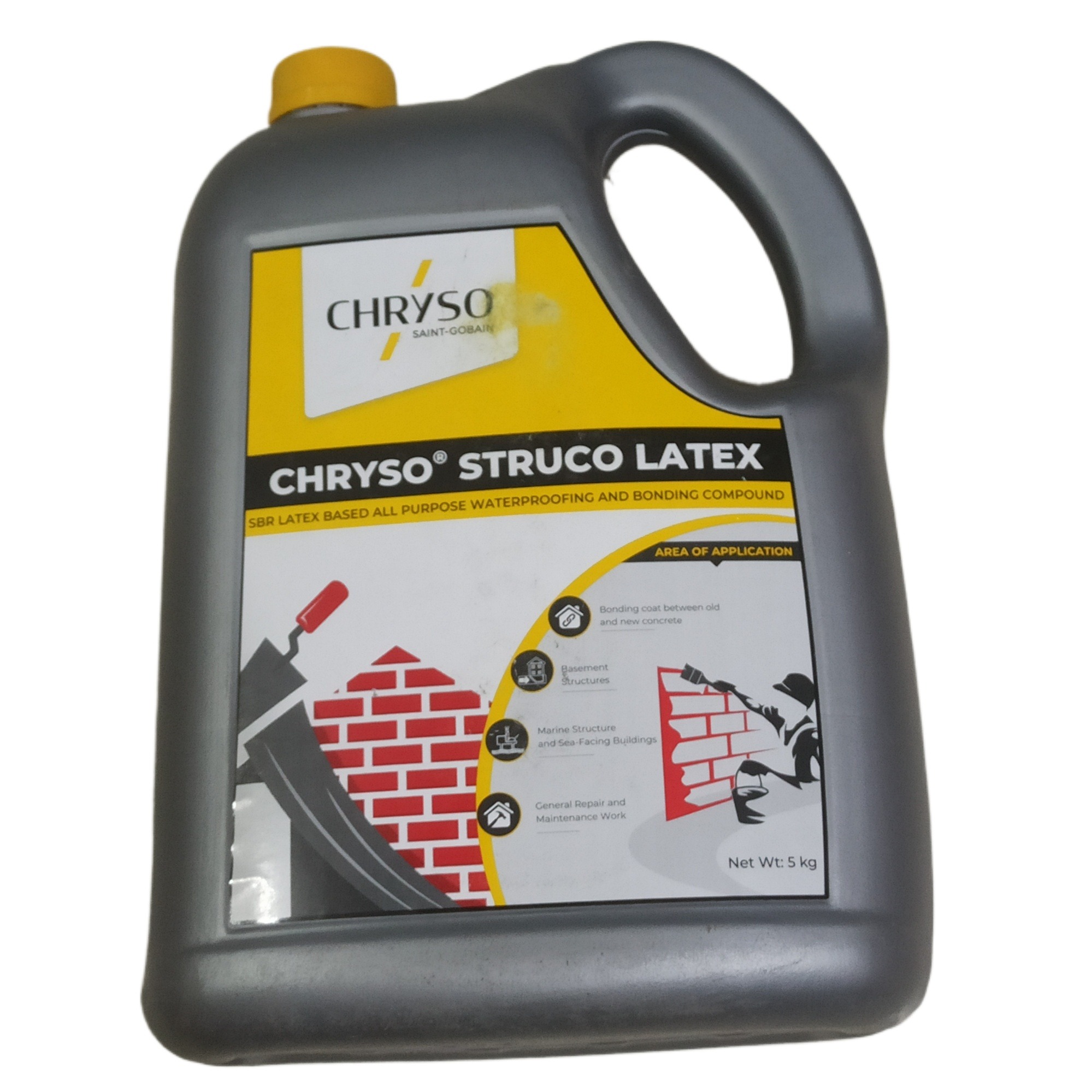 Construction chemical point seller center CHRYSO "STRUCO LATEX" SBR Latex Based All Purpose Waterproofing And Bonding Compound. 