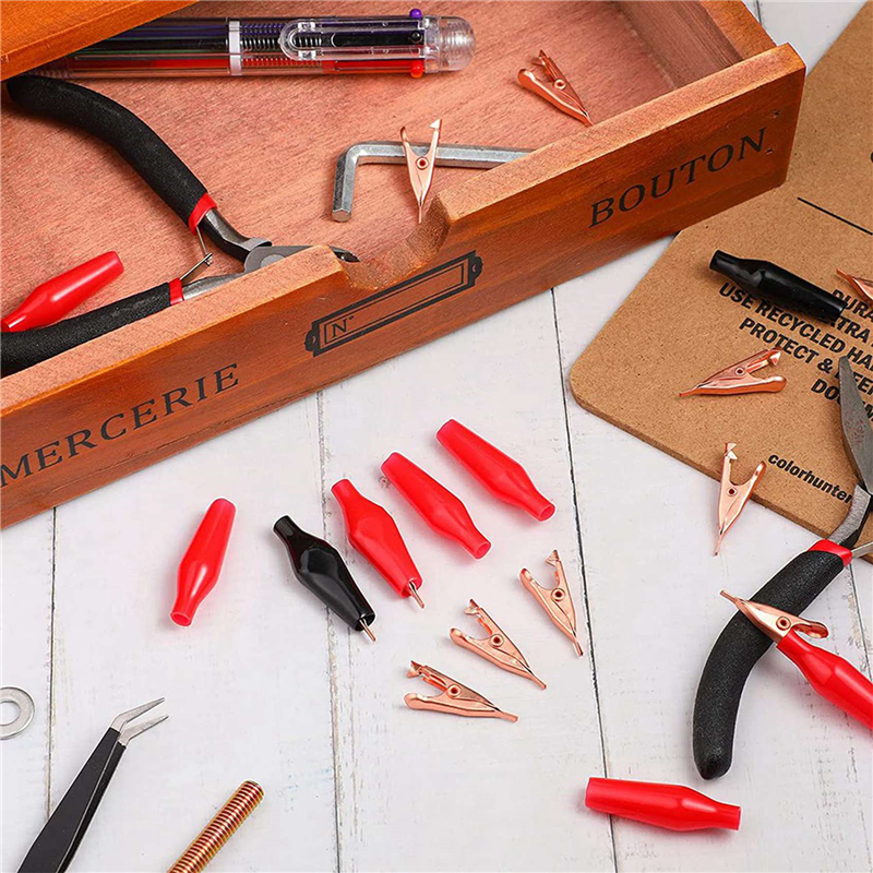 60 Mini Toothless Alligator Test Clips,Solid Copper Clips Electrical, 5Amp with Protective Insulation Cover for Solder. 