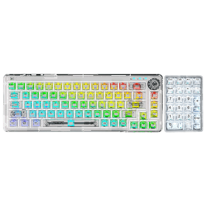 AULA/Tarantula F68 Mechanical Keyboard Transparent Bluetooth Wireless Three-mode Gasket Customization. 