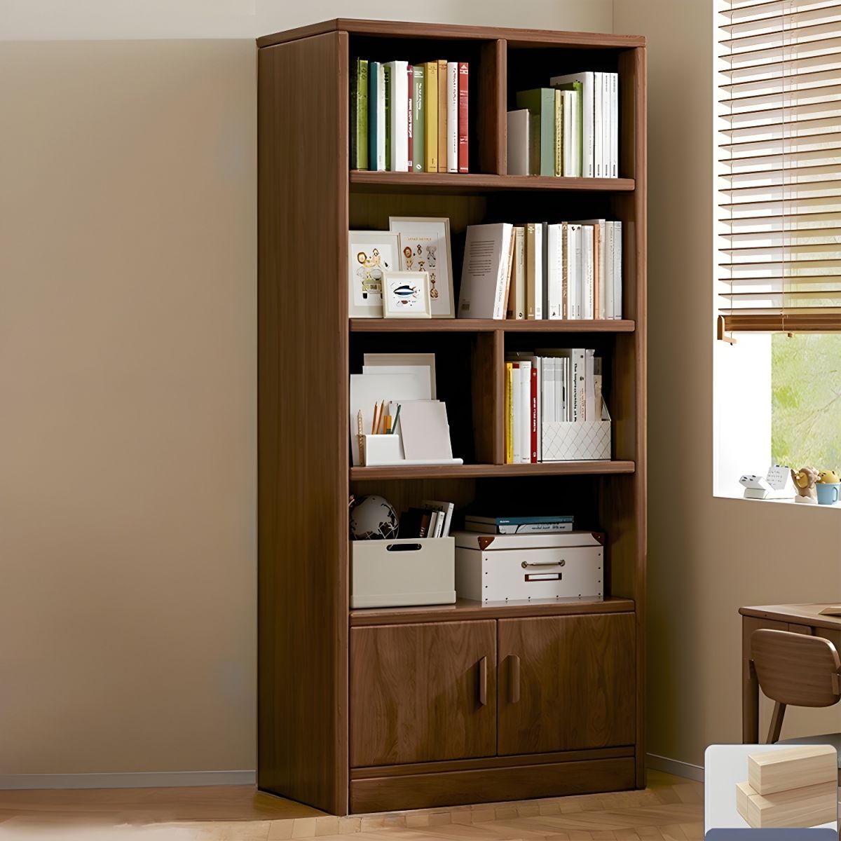 Bibliophile Book Shelf Shelving Stand Display Shelve Engineered Wood Bookshelf Showpiece Rack with Storage Cabinet by KARIGOR BD. 