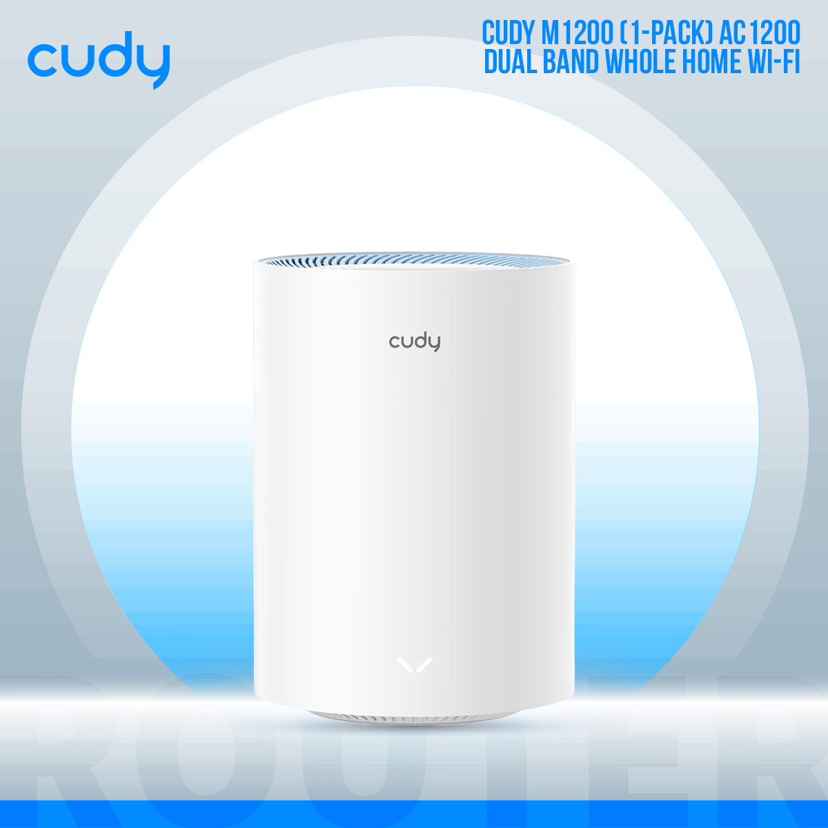 Cudy M1200 (1-pack) AC1200 Dual Band Whole Home Wi-Fi Mesh System - 867Mbps on 5GHz and 300Mbps on 2.4GHz - 2 Internal Antennas - White. 