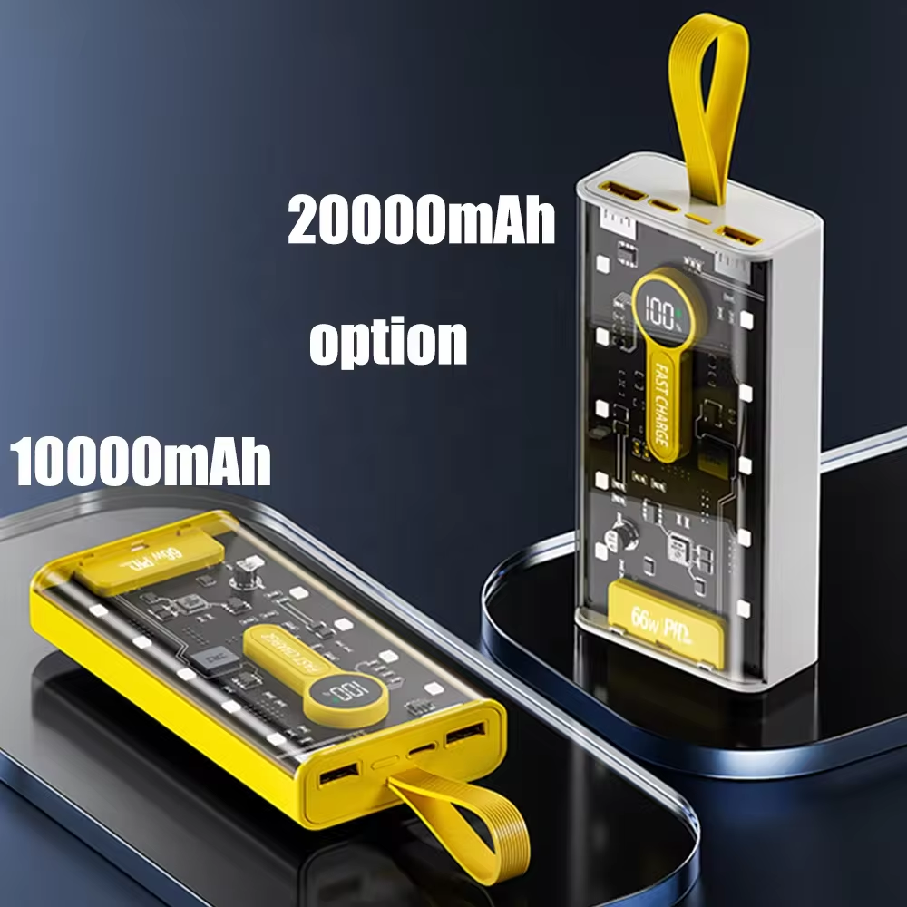 Transparent power bank  10000mah/20000mah mini fast charge transparent powerbank 22.5W Outpus OTP Protection. 