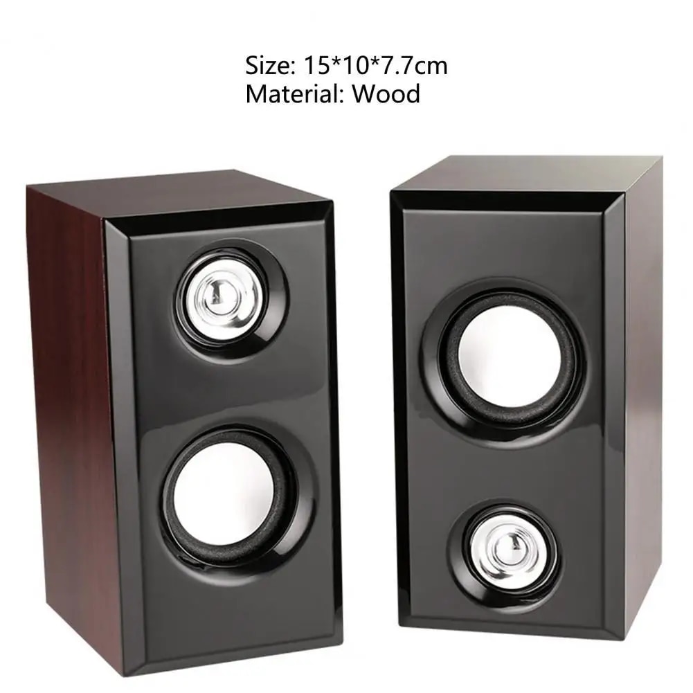 USB Wired Wood Speakers Bass Stereo Subwoofer Sound Box 3.5mm AUX Input USB Power Computer Speakers For Desktop PC Smart Phone. 