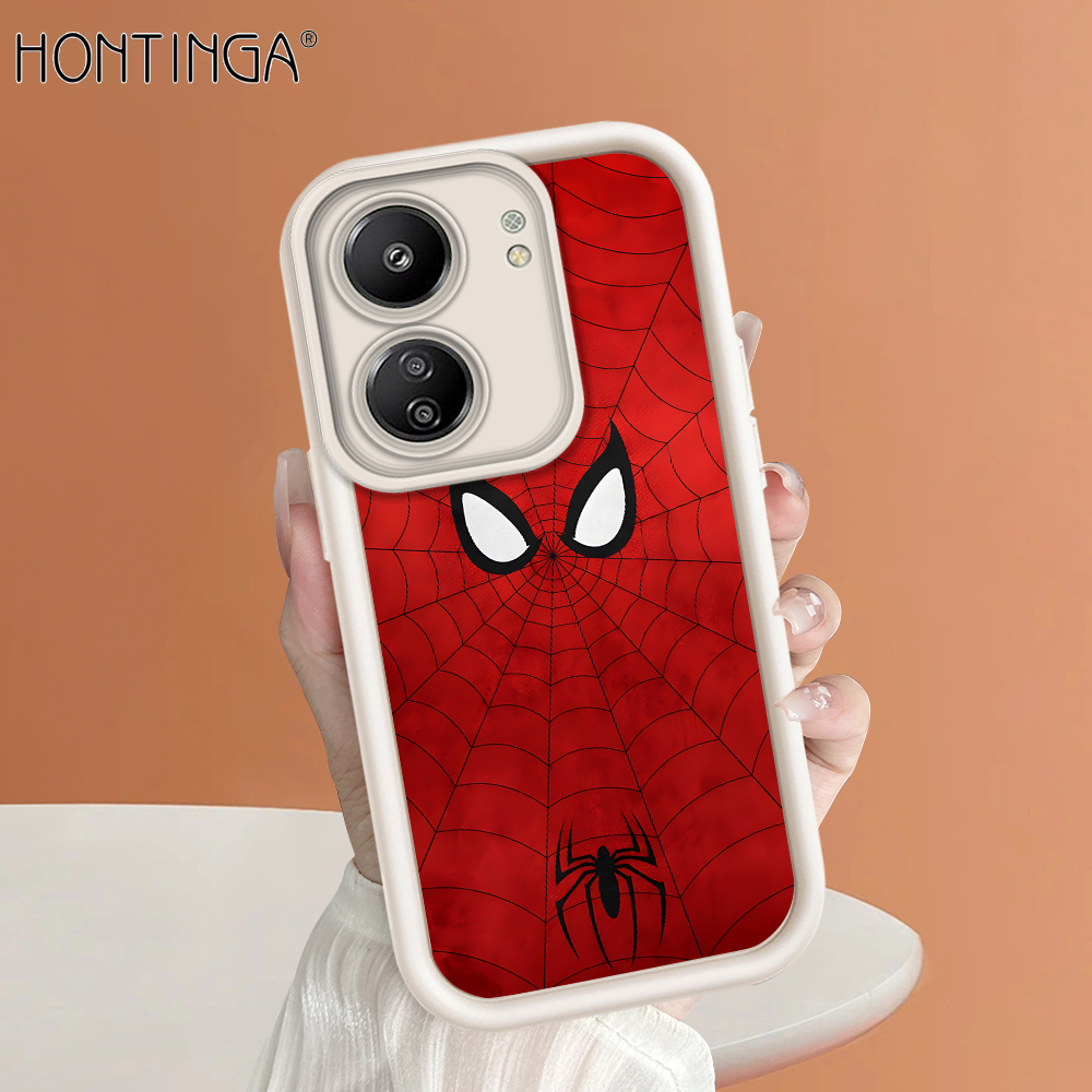 Hontinga for Redmi 13C Xiaomi Poco C65 Back Cover Red Spider-Man Pattern Ladder Soft Camera Protection Rubber Phone Case