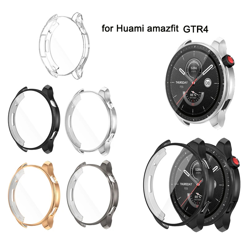 [autismaut] Applicable to Huami Watch Bezel Jump Me Amazfit GTR4 Protective Shell TPU All-Inclusive Electroplating AmazfitGTS4 Watch Case