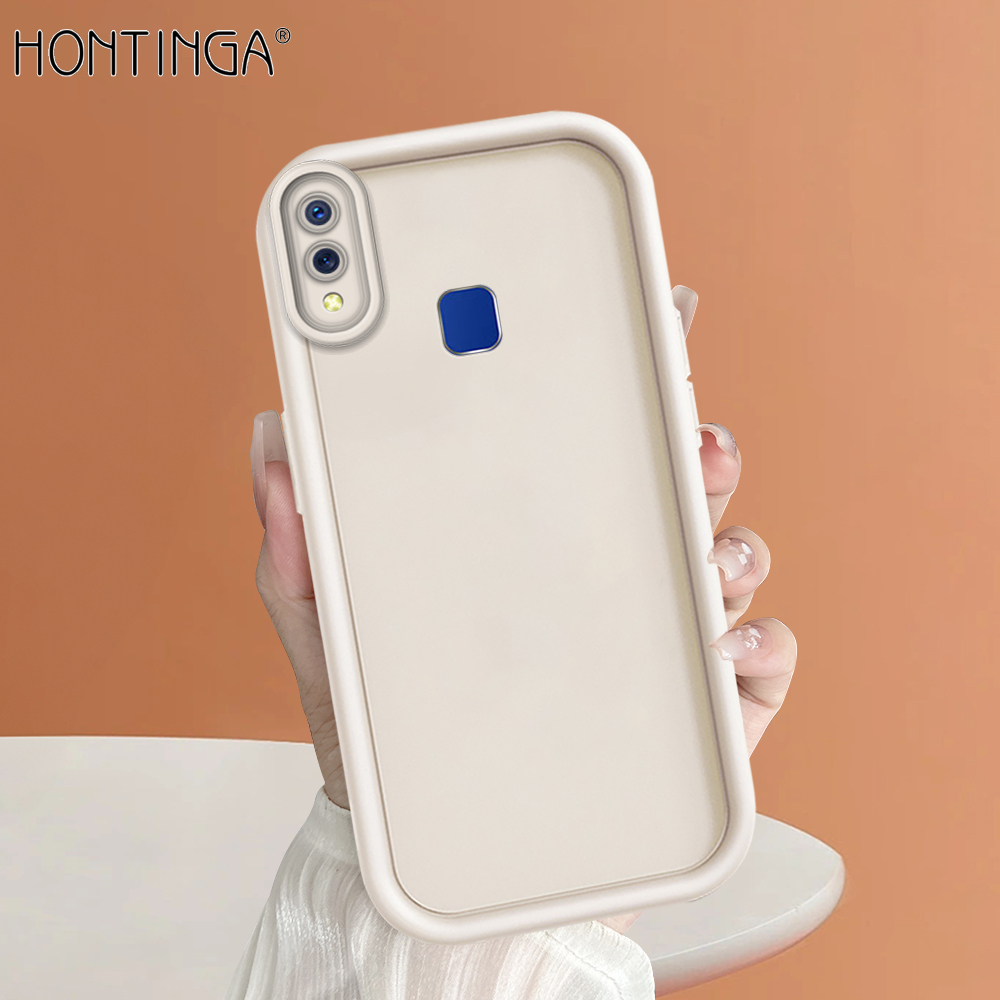 Hontinga for Vivo Y91 Y95 Y91i Back Cover Luxury Ladder Soft Camera Protection Rubber Phone Case