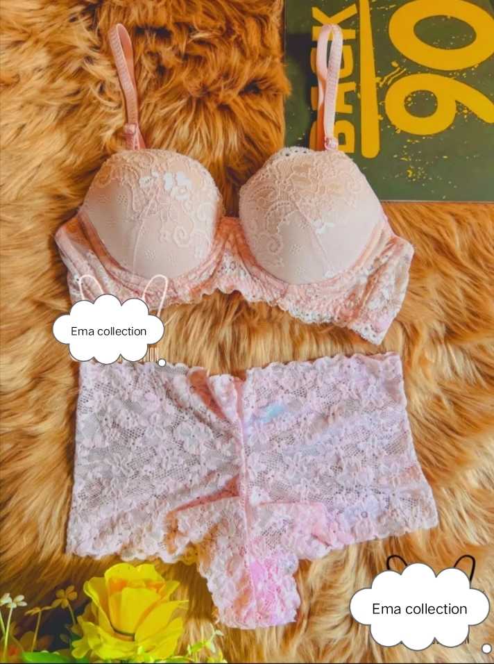 Skin Colour Soft Comfortable Net Pushup Foam Bra and Panty Set for Sexy Women Couple